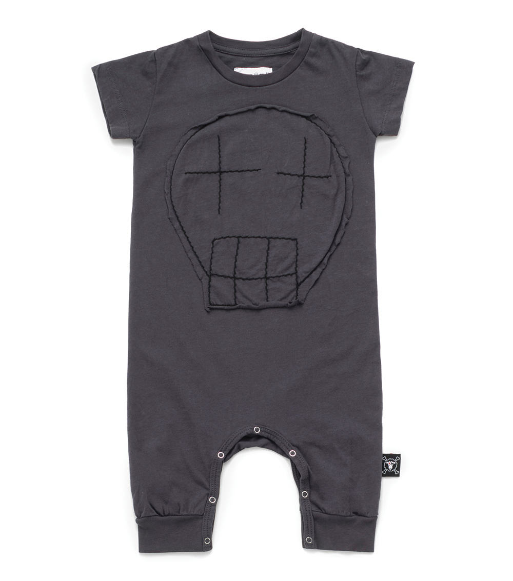 Embroidered Sketch Skull Playsuit