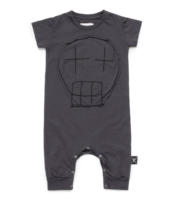 Embroidered Sketch Skull Playsuit