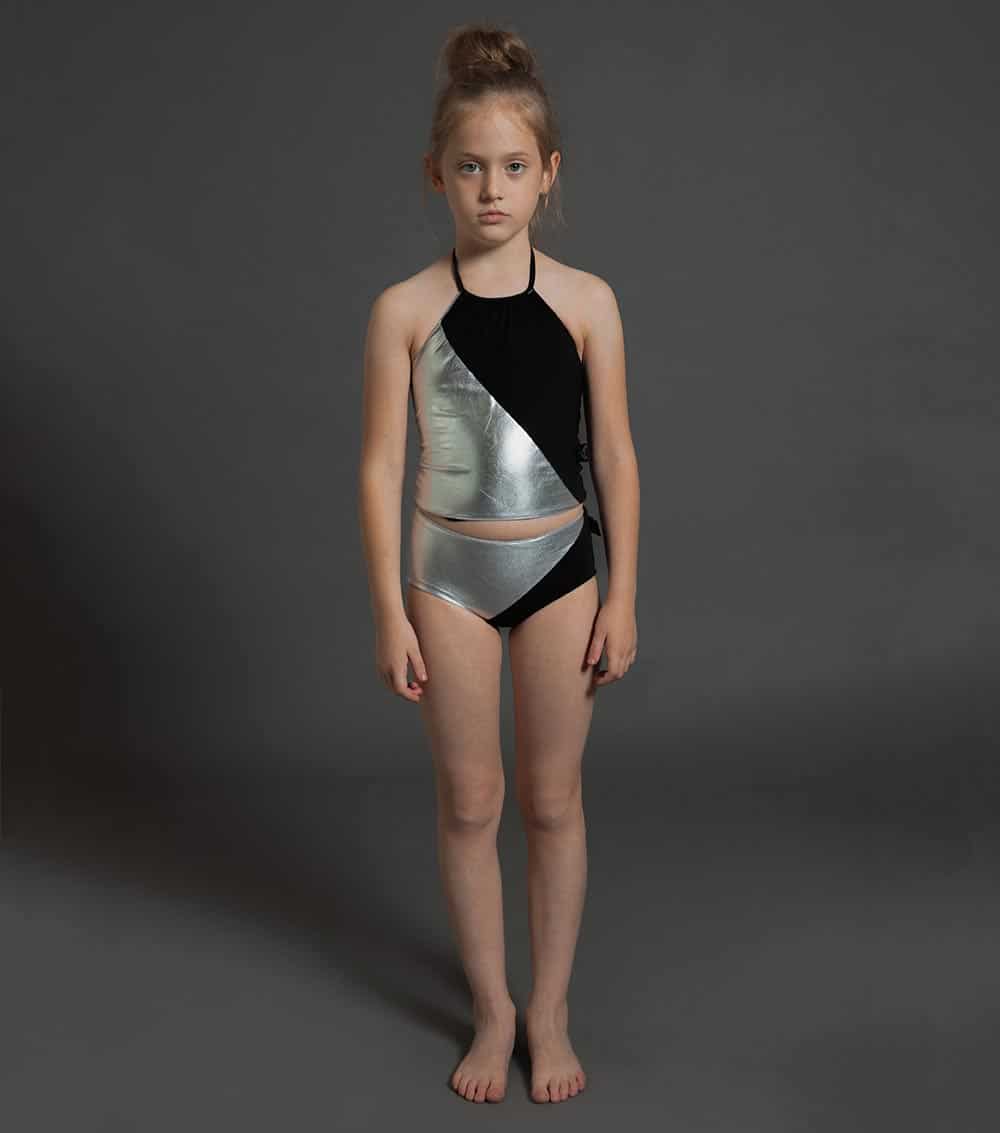 1/2 &amp; 1/2 Collar Bikini Black/Silver