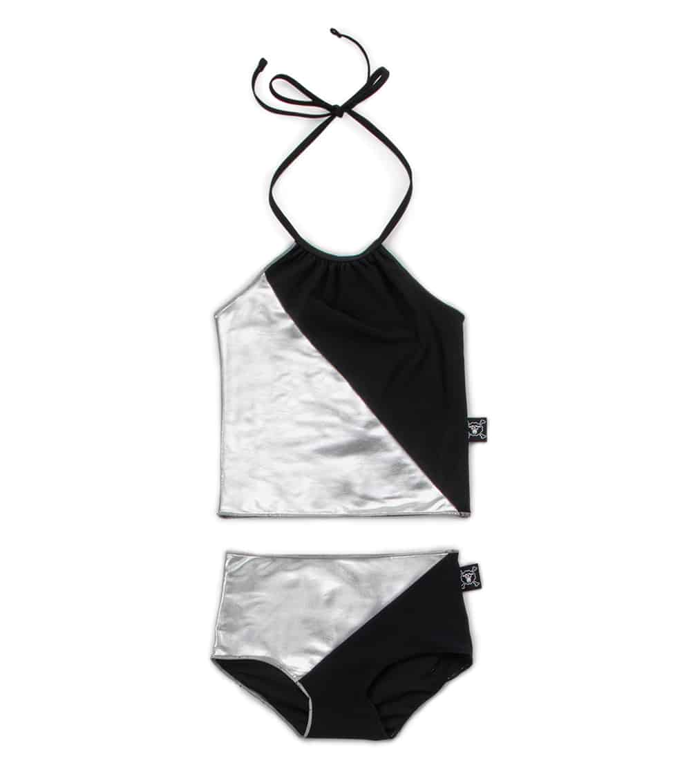 1/2 &amp; 1/2 Collar Bikini Black/Silver