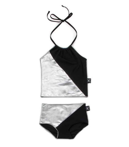 1/2 &amp; 1/2 Collar Bikini Black/Silver