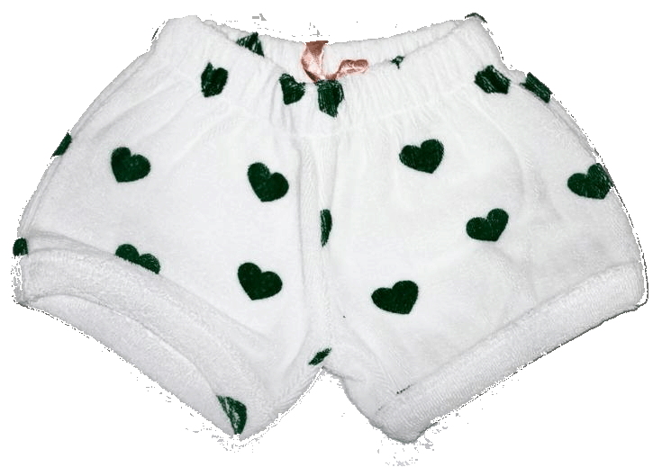 Terry Shorties-Green Hearts