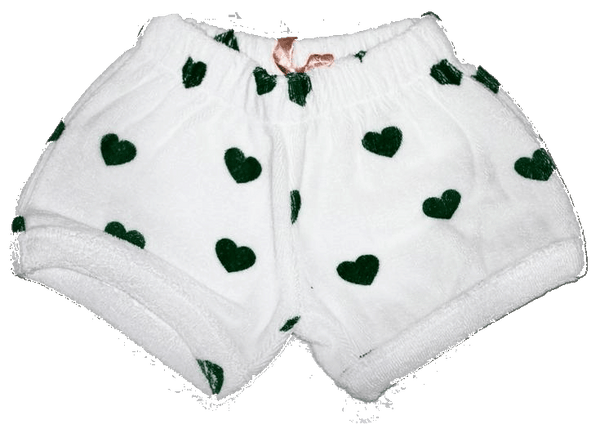 Terry Shorties-Green Hearts