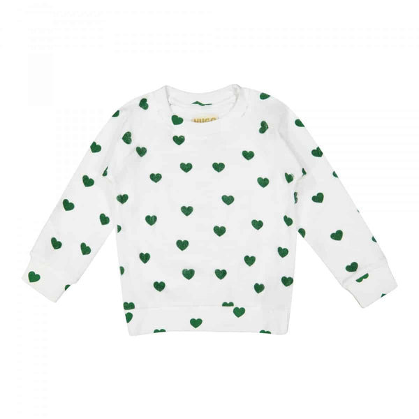 Terry Sweatshirt-Green Hearts