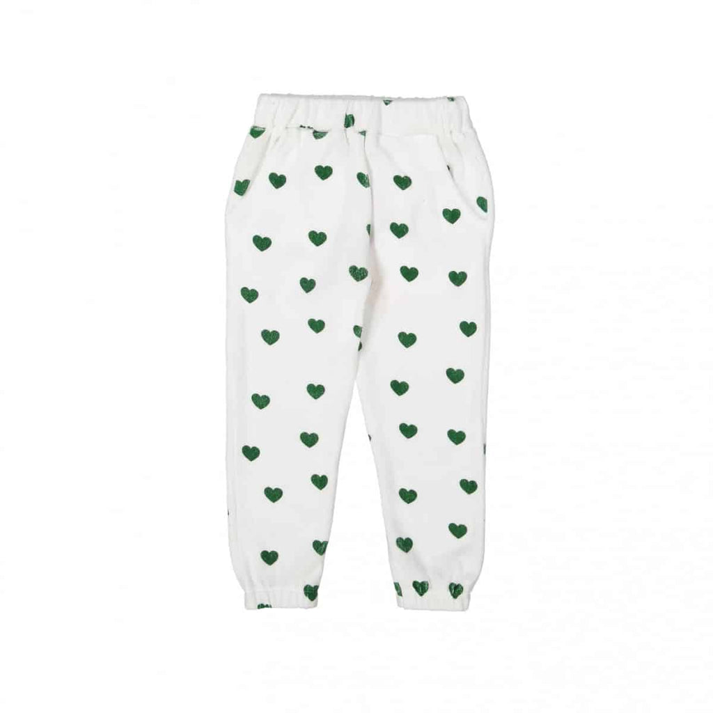 Terry 80's Sweat Pants- Green Hearts