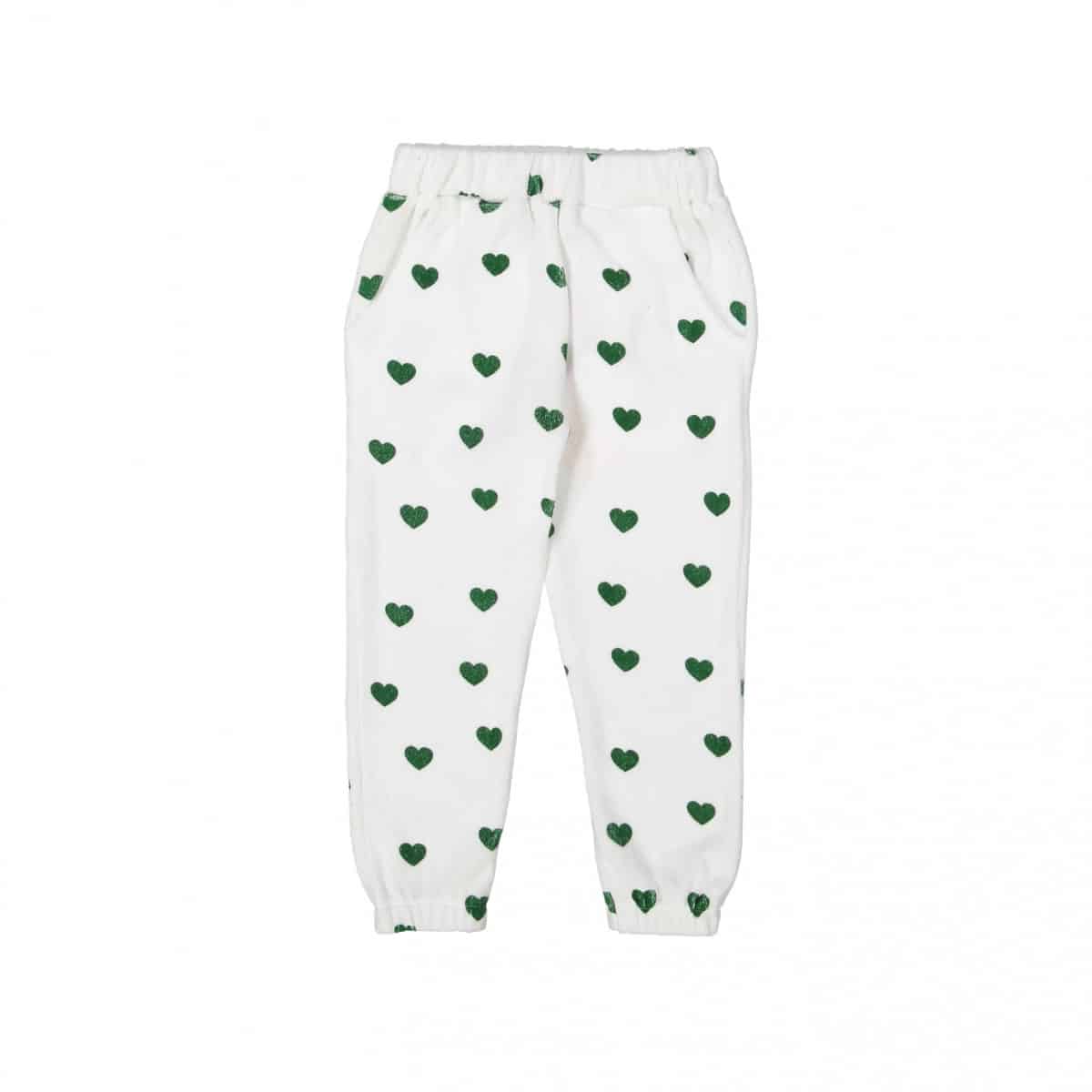 Terry 80's Sweat Pants- Green Hearts