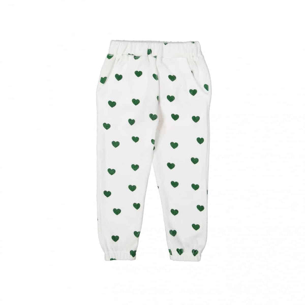 Terry 80's Sweat Pants- Green Hearts