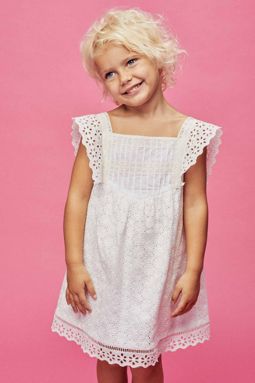 Bloom Eyelet Dress - White