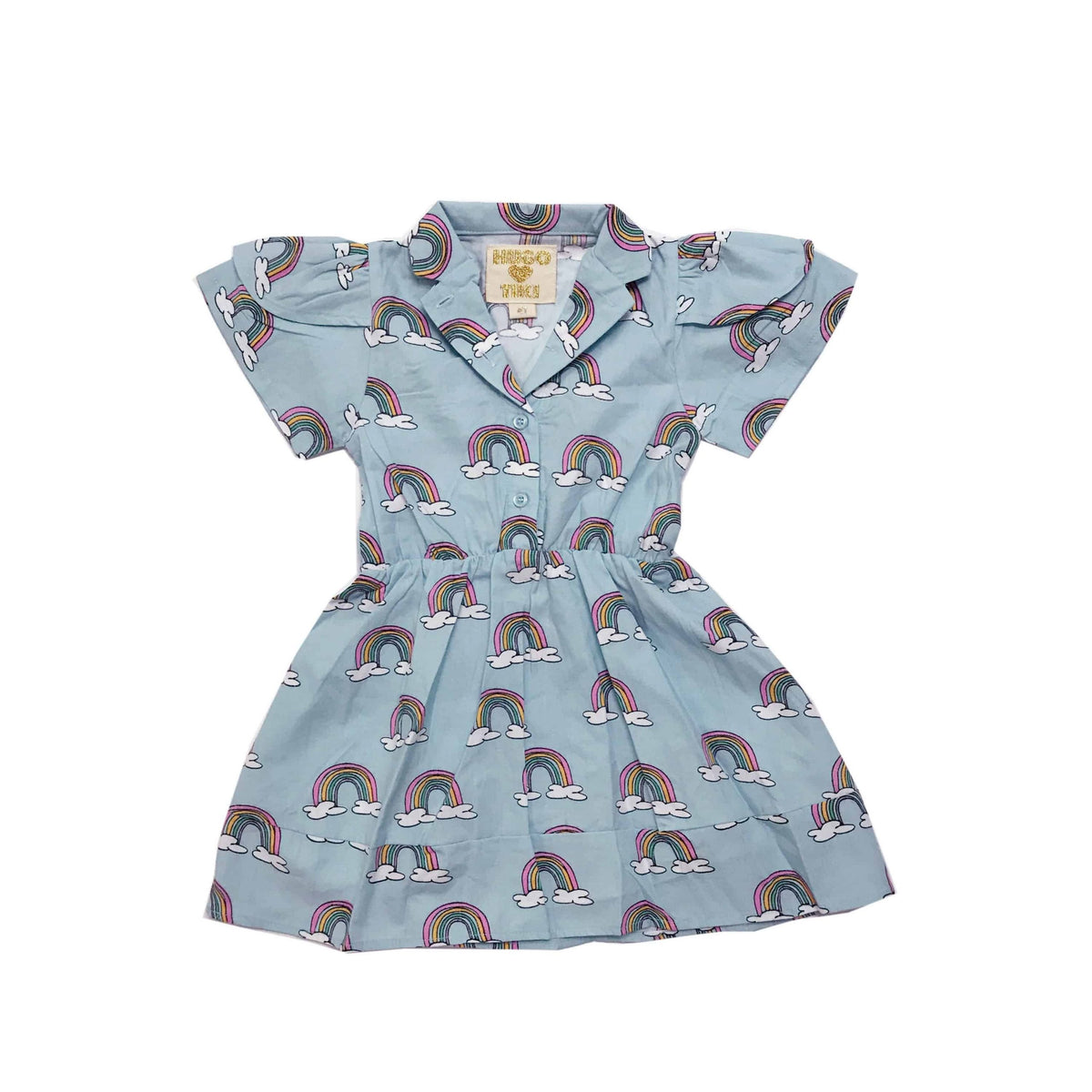 Blue Rainbows Petal Sleeve Dress