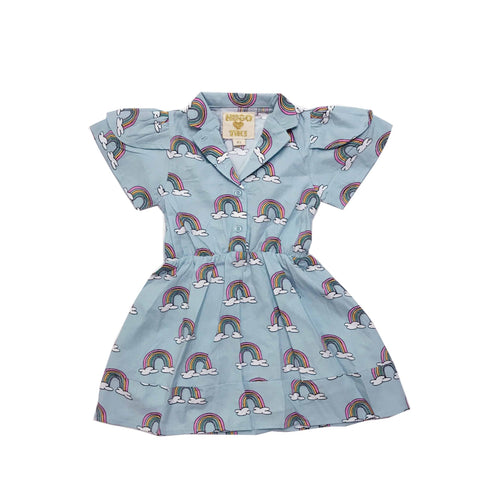 Blue Rainbows Petal Sleeve Dress