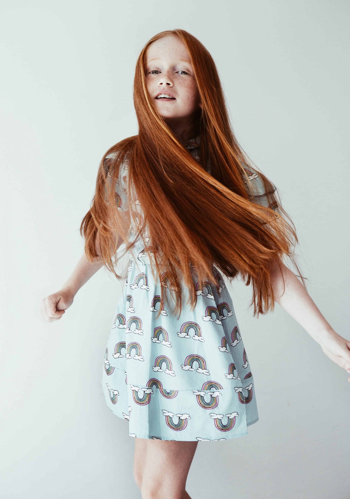 Blue Rainbows Petal Sleeve Dress