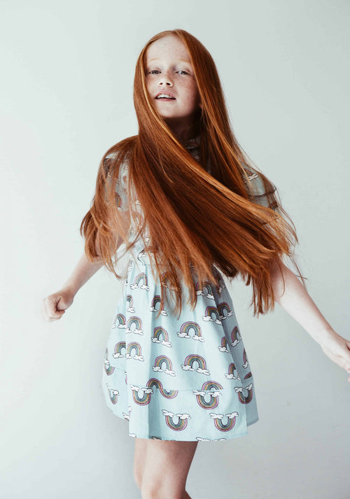 Blue Rainbows Petal Sleeve Dress