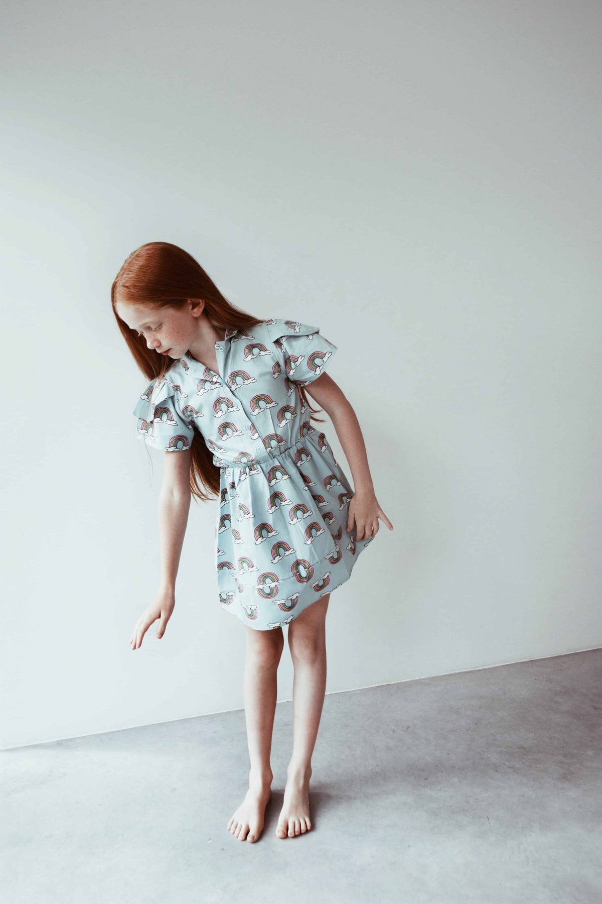 Blue Rainbows Petal Sleeve Dress