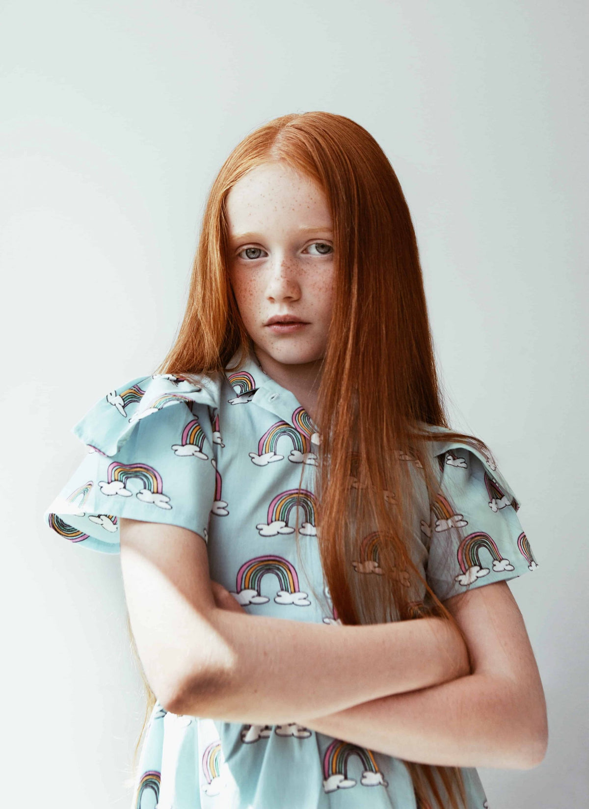 Blue Rainbows Petal Sleeve Dress