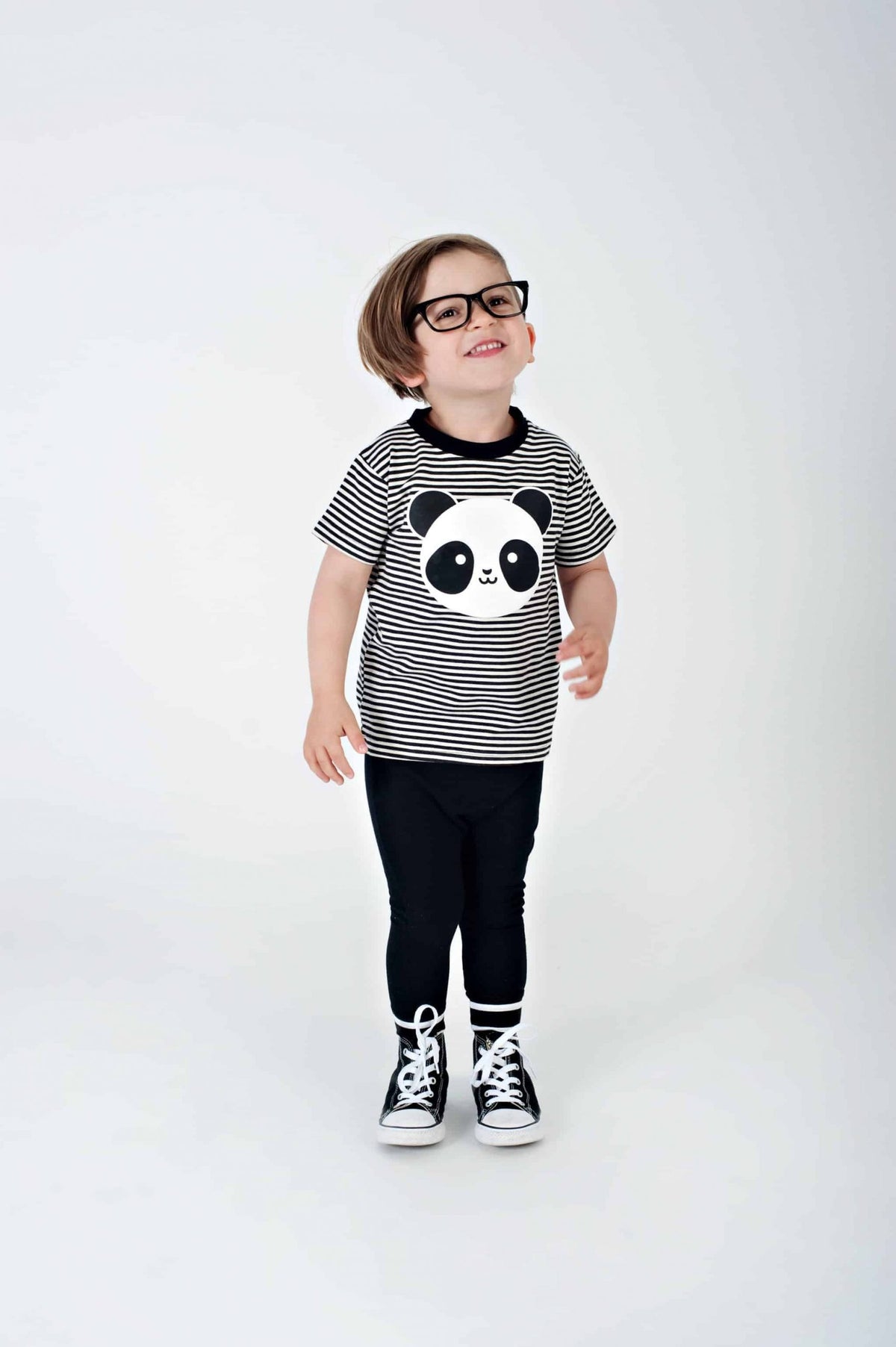 Kawaii Panda Striped T-Shirt
