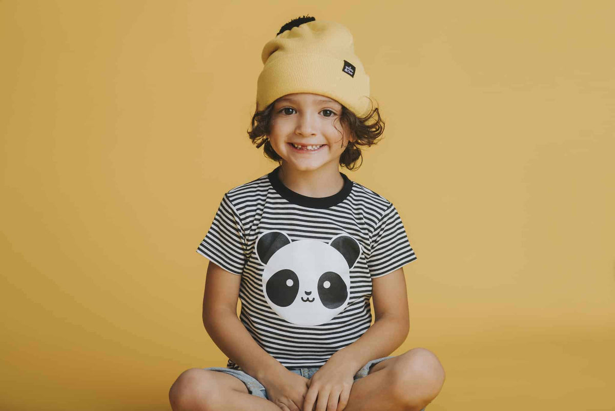 Kawaii Panda Striped T-Shirt