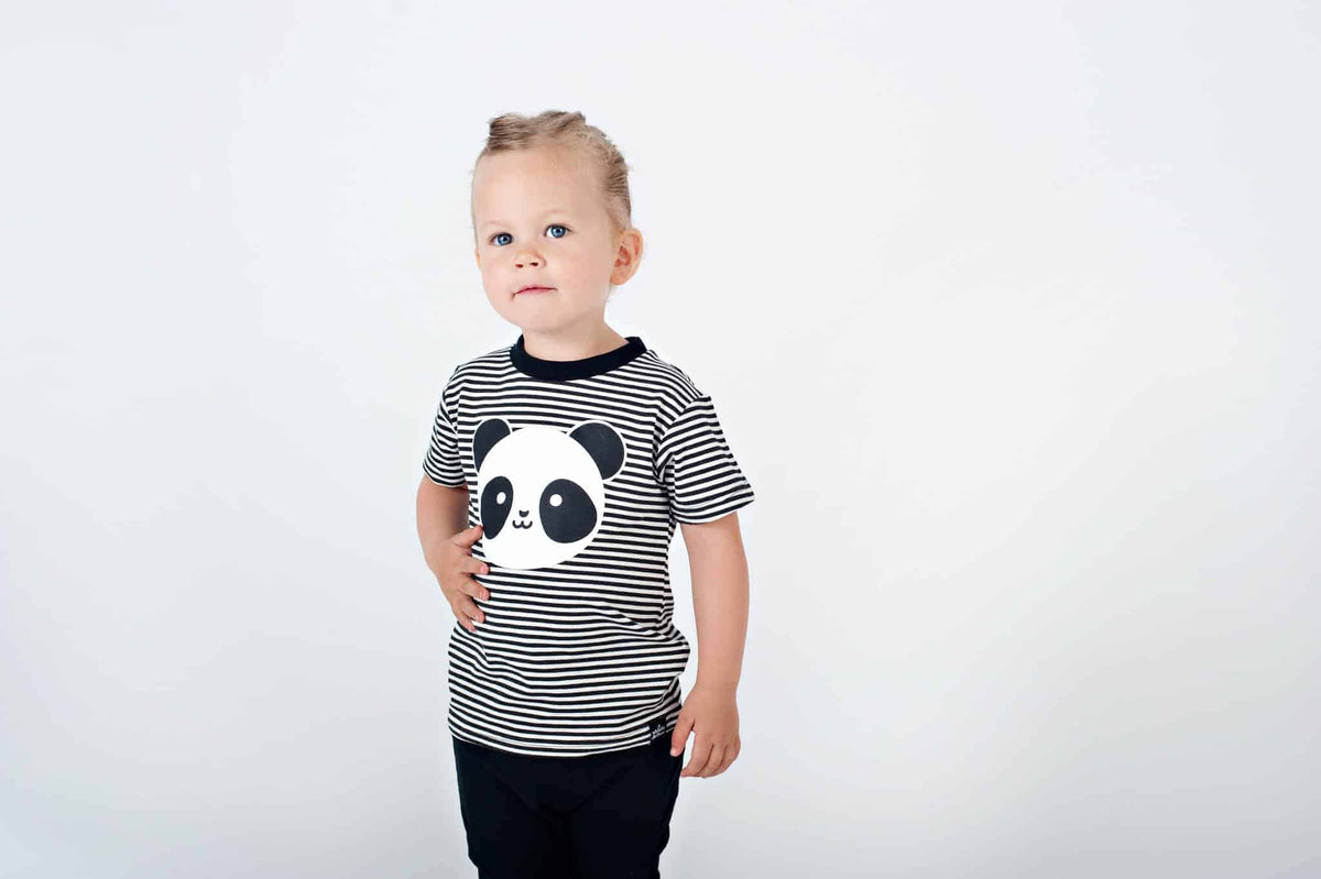 Kawaii Panda Striped T-Shirt