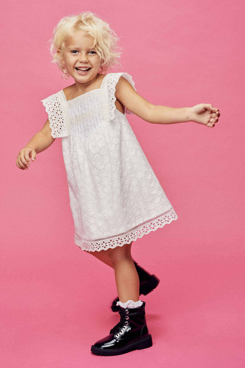 Bloom Eyelet Dress - White