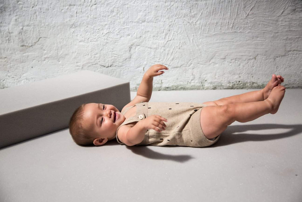 MS - Knit Body with Suspenders - Oatmeal Confetti