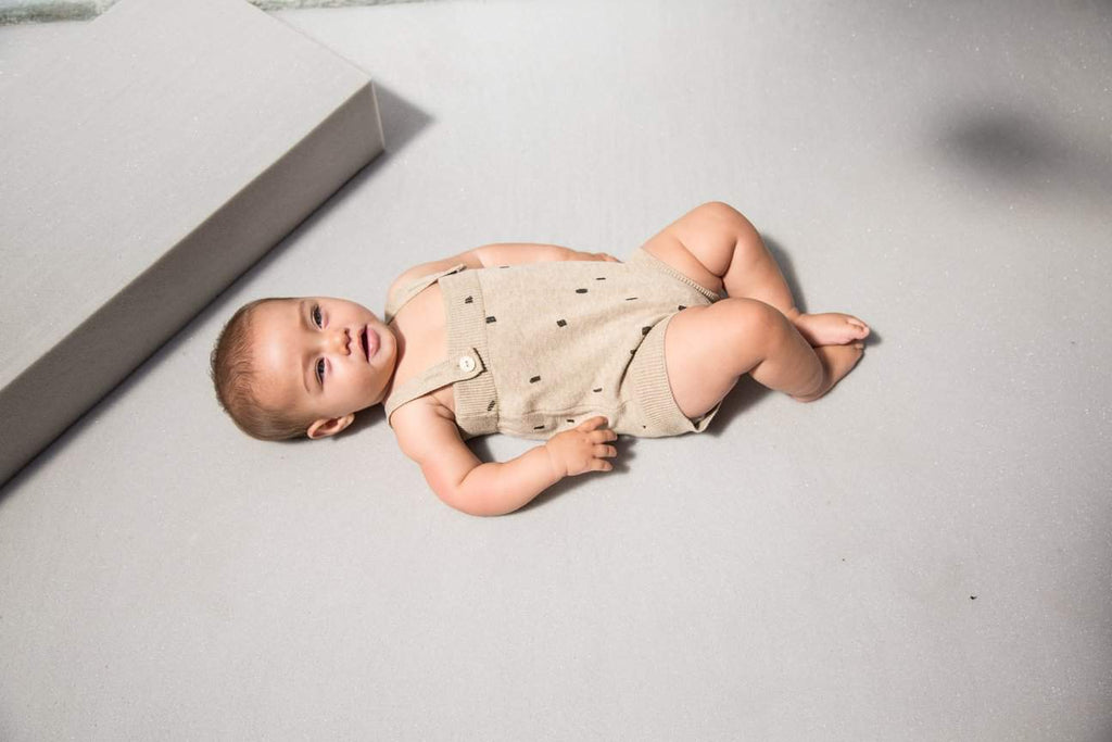 MS - Knit Body with Suspenders - Oatmeal Confetti