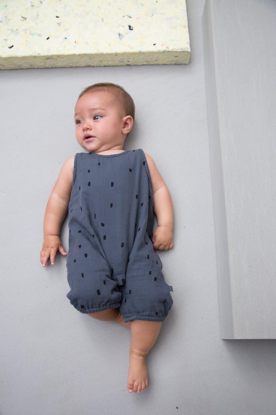 MS - Cotton Romper - Charcoal Confetti