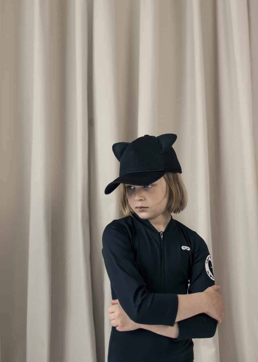 Zip Front Swim Suit Long Sleeve - Black
