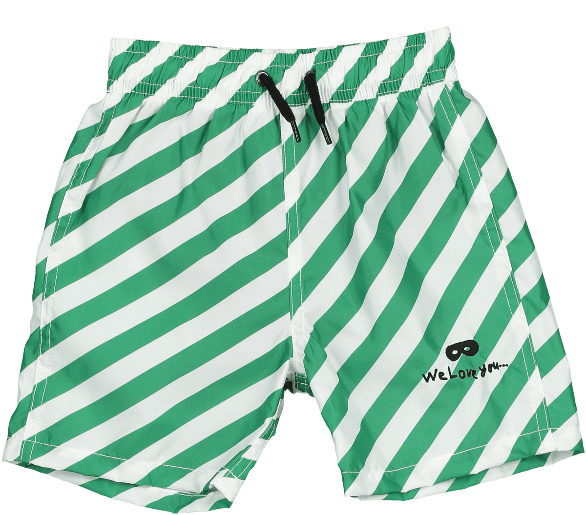 Swim Shorts - Green Diagonal Stripes
