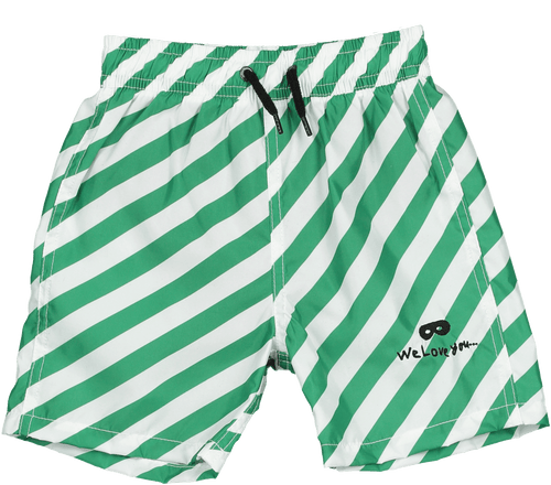 Swim Shorts - Green Diagonal Stripes – Kinder-Badeshorts von Beau Loves