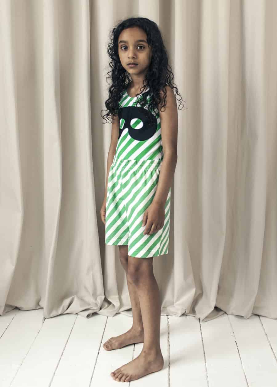 Swim Suit - Green Diagonal Stripes