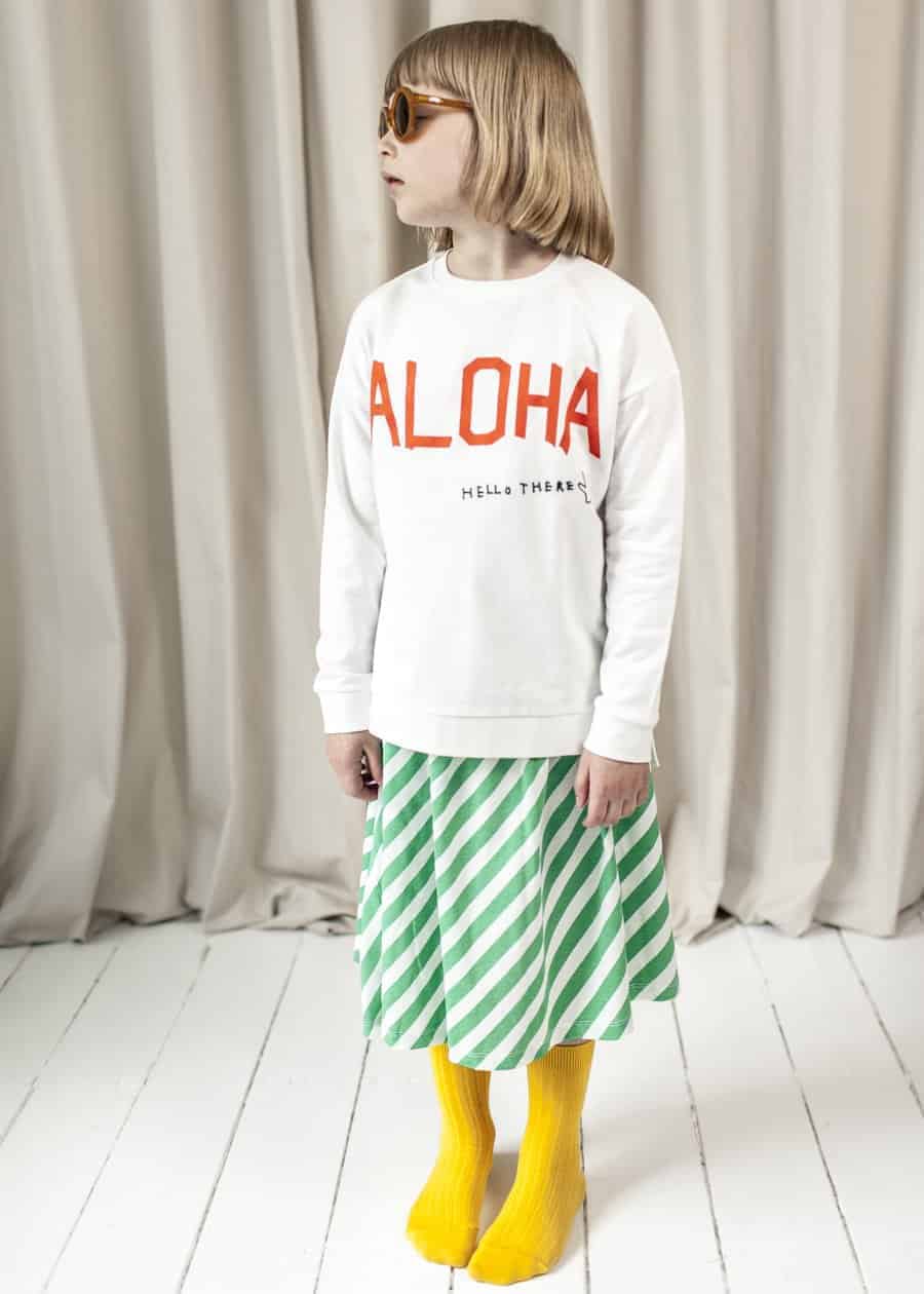 Skirt with Green Diagonal  Stripes