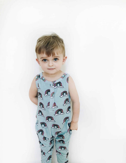 Blue Rainbows Long Terry Romper