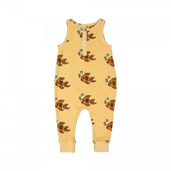 Yellow Fish Long Terry Romper